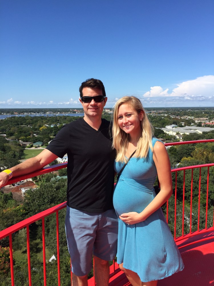 I think it's important to challenge yourself, too. During our Babymoon, Troy and I climbed one of the tallest lighthouses in the U.S. 216 steps up a winding staircase, I started to worry about falling and became really emotional. Pregnancy hormones are weird little buggers. I pushed through the tears and fears and kept climbing. Here we are, together at the top. 