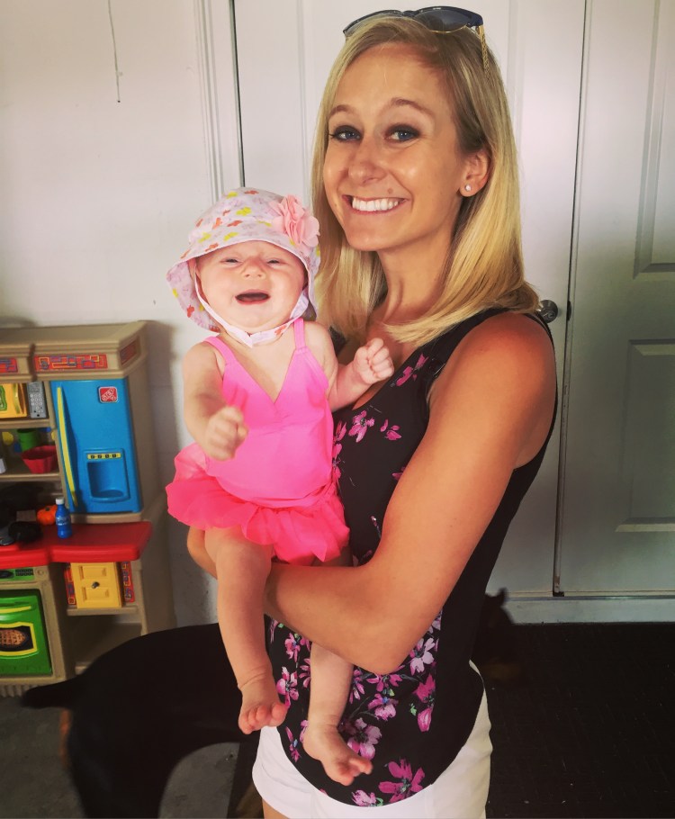 This is you last weekend, just before you went into the pool for the first time. You were crying, but it almost looks like you're laughing!