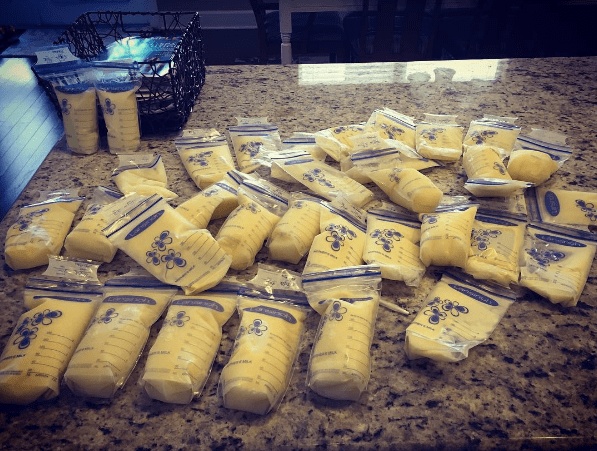 Some of the milk I pumped. Our freezer has been taken over by milk...