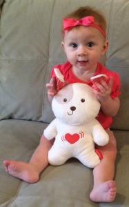 This Fisher-Price bear, which makes music and vibrates, is soothing for both Madelyn and mom!